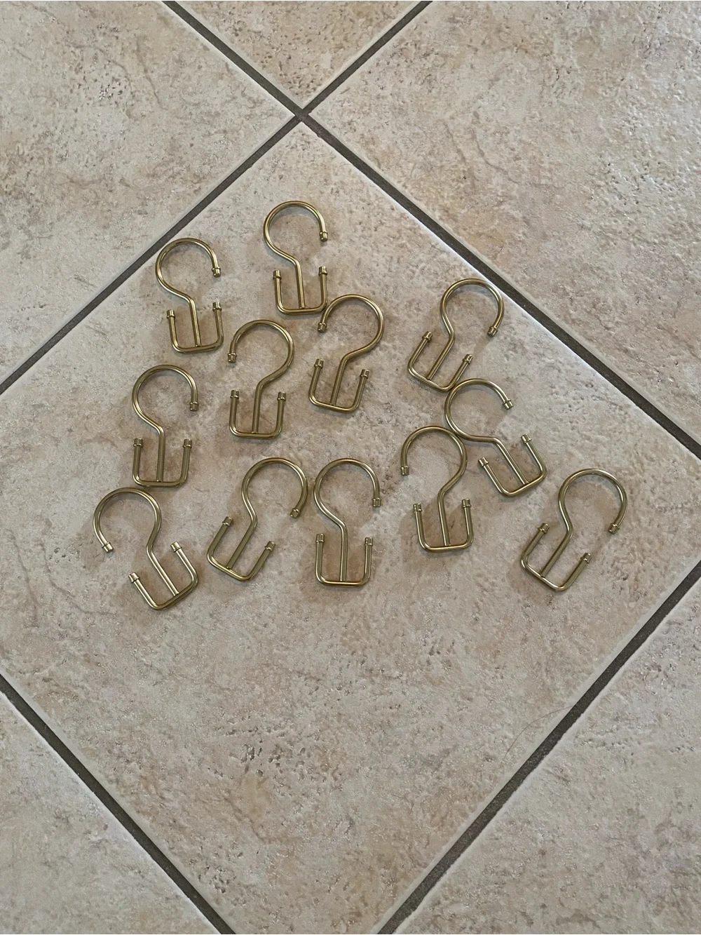 Set of Brass finish Shower Curtain Hooks - Gold Tone